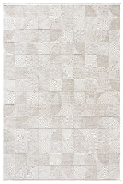 Lizbon 2003 Krem Yumuşak Dokulu Modern Kesme Halı Yolluk