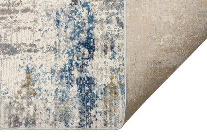 LGS 09 CREAM BLUE  - LAGOS - Hav Toz Vermez Eskitme Desenli Modern Makine Halısı