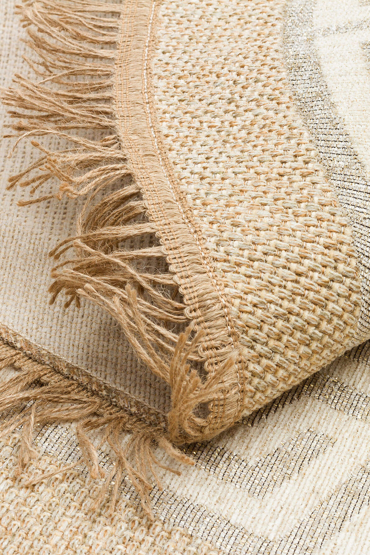 BRK 11 NATURAL WHITE Q  - BROOKLYN - Hasır Görünümlü Kaymaz Renkli Dokuma Modern Kilim