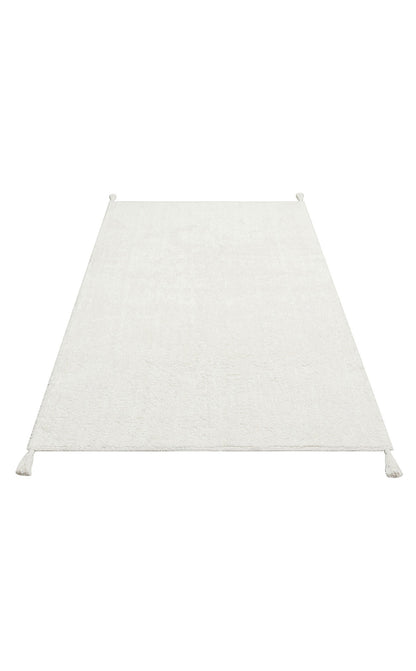 CBN PLAIN WHITE Q  - COTTON BOON - Yıkanabilir Kaymaz Tabanlı Naturel Pamuk Bebek Halısı