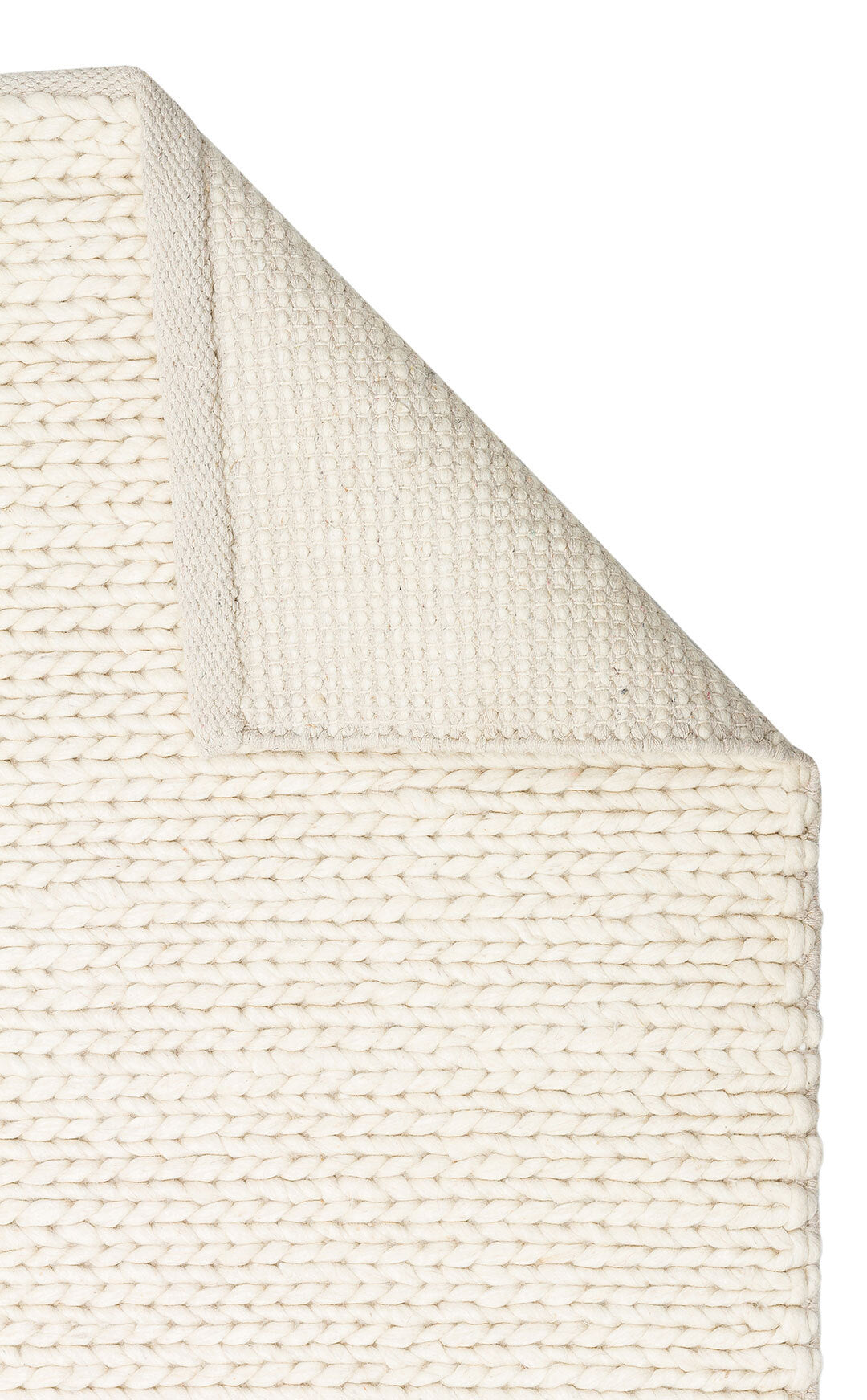 BASKETWEAVE CREAM  - JADE - Naturel Kazak Örgü Desenli El Dokuma Örgü Halı