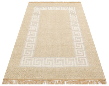 BRK 11 NATURAL WHITE  - BROOKLYN - Hasır Görünümlü Kaymaz Renkli Dokuma Modern Kilim
