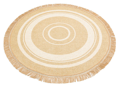 BRK 09 IVORY OV  - BROOKLYN - Hasır Görünümlü Kaymaz Renkli Dokuma Modern Kilim