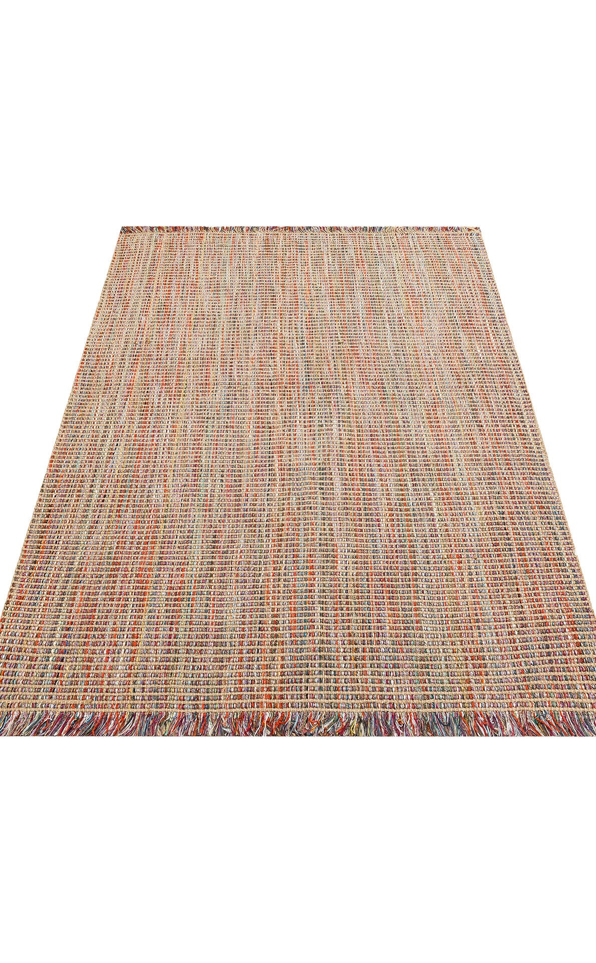 Doha DH 01 Çok Renkli - Çift Taraflı Jüt Görünümlü Modern Dokuma Kilim