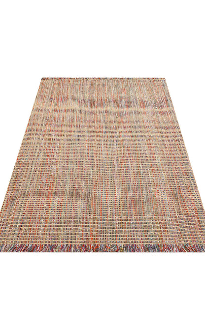 Doha DH 01 Çok Renkli - Çift Taraflı Jüt Görünümlü Modern Dokuma Kilim