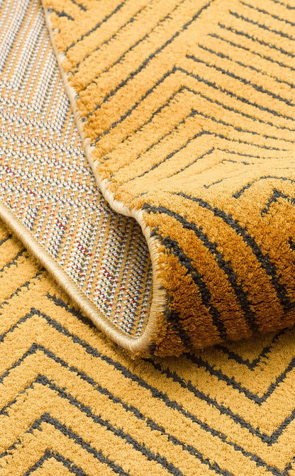 URB 01 GOLD  - URBAN - Etnik Desenlere Sahip Hav Toz Vermez Yumuşak Dokulu Modern Halı