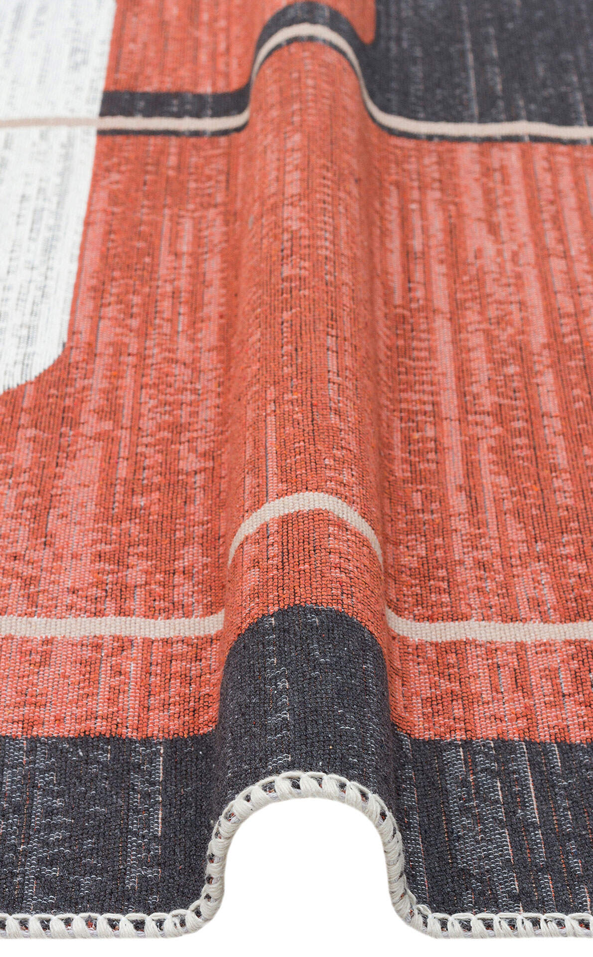 AR 36 BLACK TERRA  - ARYA - Yıkanabilir Çift Taraflı Modern Desenli Dokuma Kilim