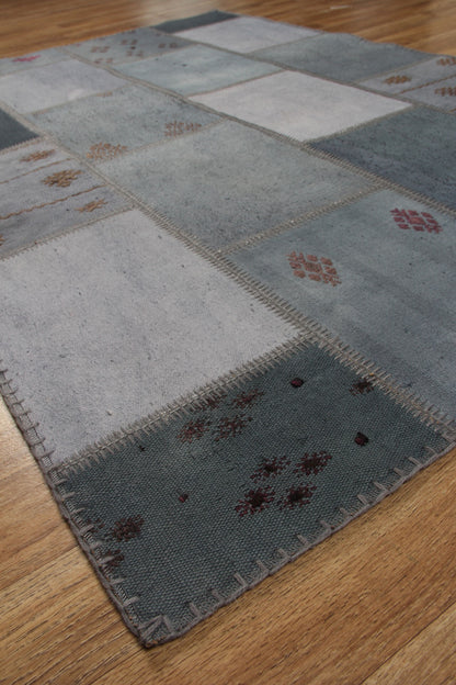 ALC 01 STONE  - ALACATI - Geleneksel Kendir Patchwork Kilim