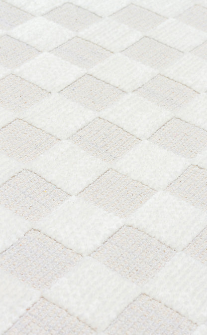 Ada 02 Krem - Yıkanabilir Kaymaz Hav Yapmaz Modern Düz Dokuma Kilim