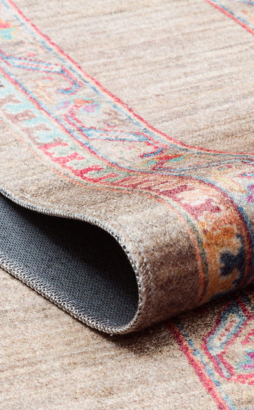 Antıque ATK 07 Olıve - Yıkanabilir Kaymaz Antik Desenli Otantik Kilim