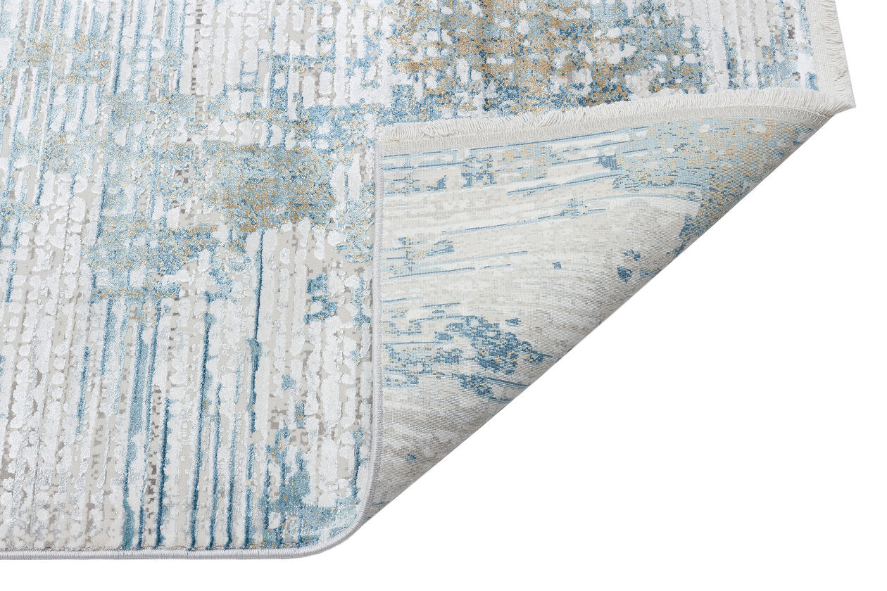 FS 01 BEIGE BLUE V1  - FRESCO - Yüksek Alçak Dokulu Özel Işıltılı Yüksek Kaliteli Sık Dokuma Modern Salon Halısı