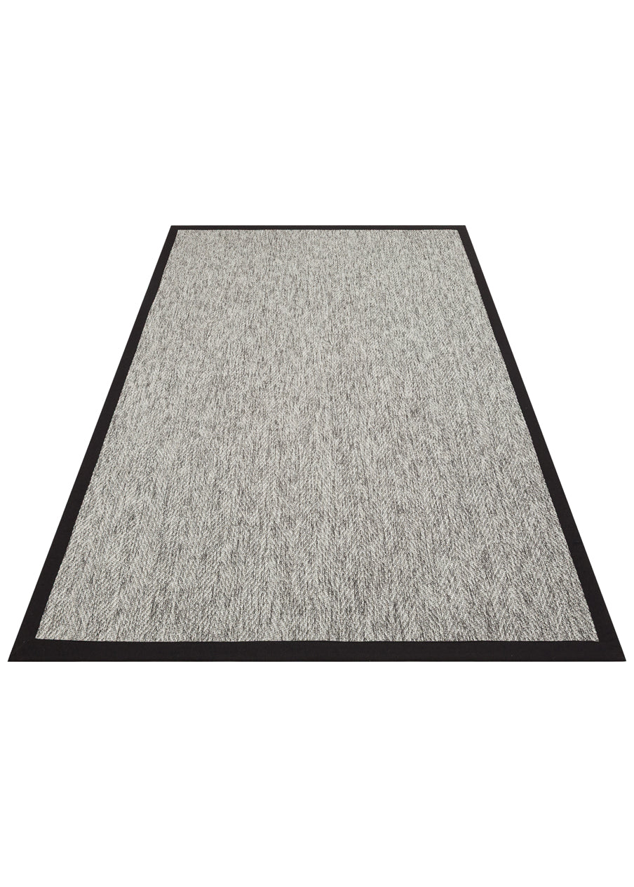 VENTURA SISAL VNT 2704 Gri BDR Siyah  İç ve Dış Mekan Kullanımına Uygun Hav Vermeyen Kolay Temizlenebilir Bordürlü Sisal Görünümlü Halı