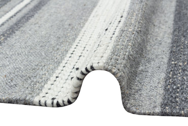 JD 05 GREY  - JADE - Naturel Kazak Örgü Desenli El Dokuma Örgü Halı