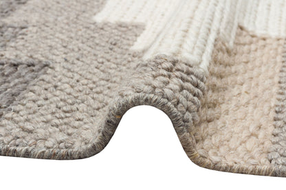 JD 04 BEIGE MULTY XW  - JADE - Naturel Kazak Örgü Desenli El Dokuma Örgü Halı