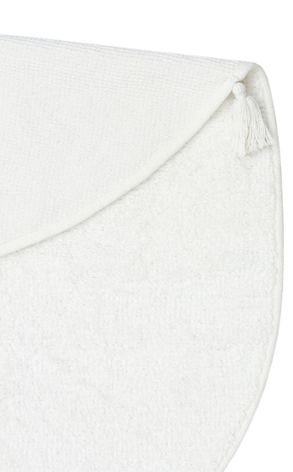 Cotton Boon CBN Plain Beyaz Yuvarlak Q120 - Yıkanabilir Kaymaz Naturel Pamuk Bebek Halısı