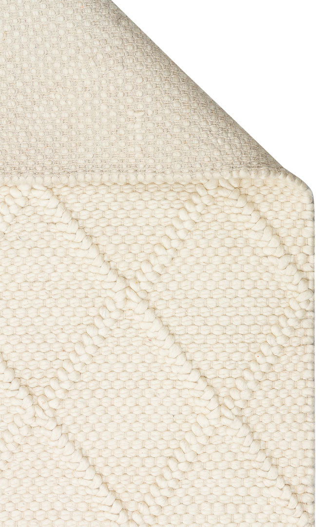 DIAMOND CREAM  - JADE - Naturel Kazak Örgü Desenli El Dokuma Örgü Halı
