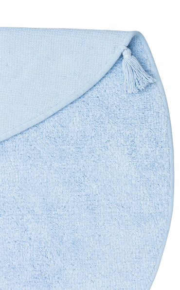 Cotton Boon CBN Plain Mavi Yuvarlak Q - Yıkanabilir Kaymaz Naturel Pamuk Bebek Halısı