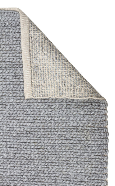 BASKETWEAVE GREY  - JADE - Naturel Kazak Örgü Desenli El Dokuma Örgü Halı
