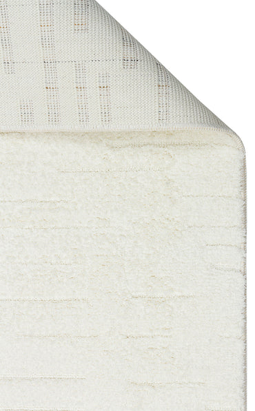 MSR 05 WHITE  - MISSORI - Hav Toz Vermez Sade Desenli Yumuşak Dokulu Modern Makine Halısı