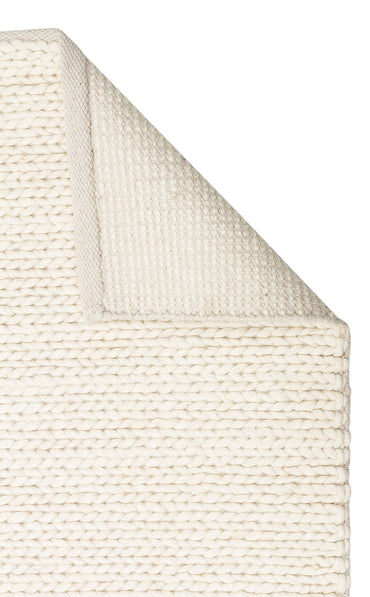 BASKETWEAVE CREAM  - JADE - Naturel Kazak Örgü Desenli El Dokuma Örgü Halı