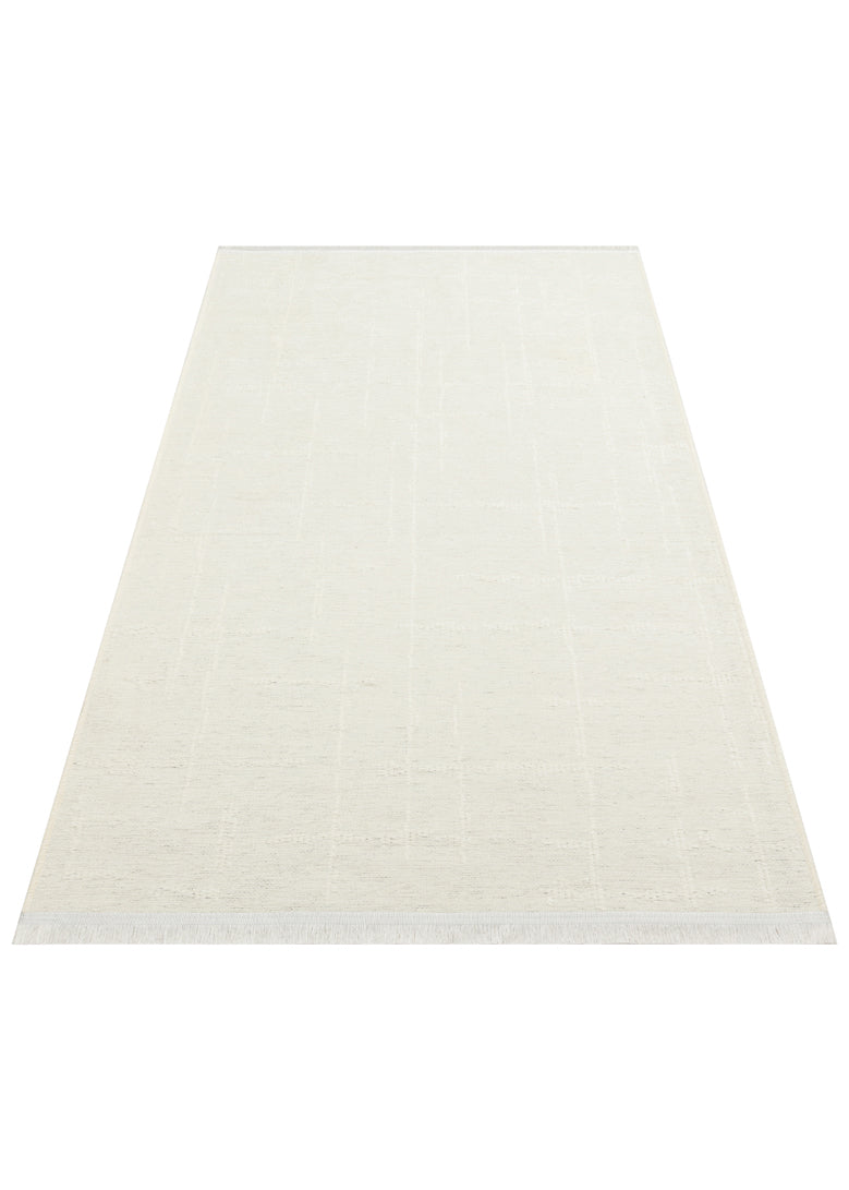 Liza LIZ 02 Beyaz - Düz Pamuk Dokulu Kilim Kaymaz Tabanlı, Yıkanabilir, Modern Uzun Ömürlü Kilim