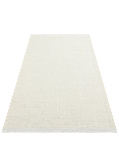 Liza LIZ 02 Beyaz - Düz Pamuk Dokulu Kilim Kaymaz Tabanlı, Yıkanabilir, Modern Uzun Ömürlü Kilim