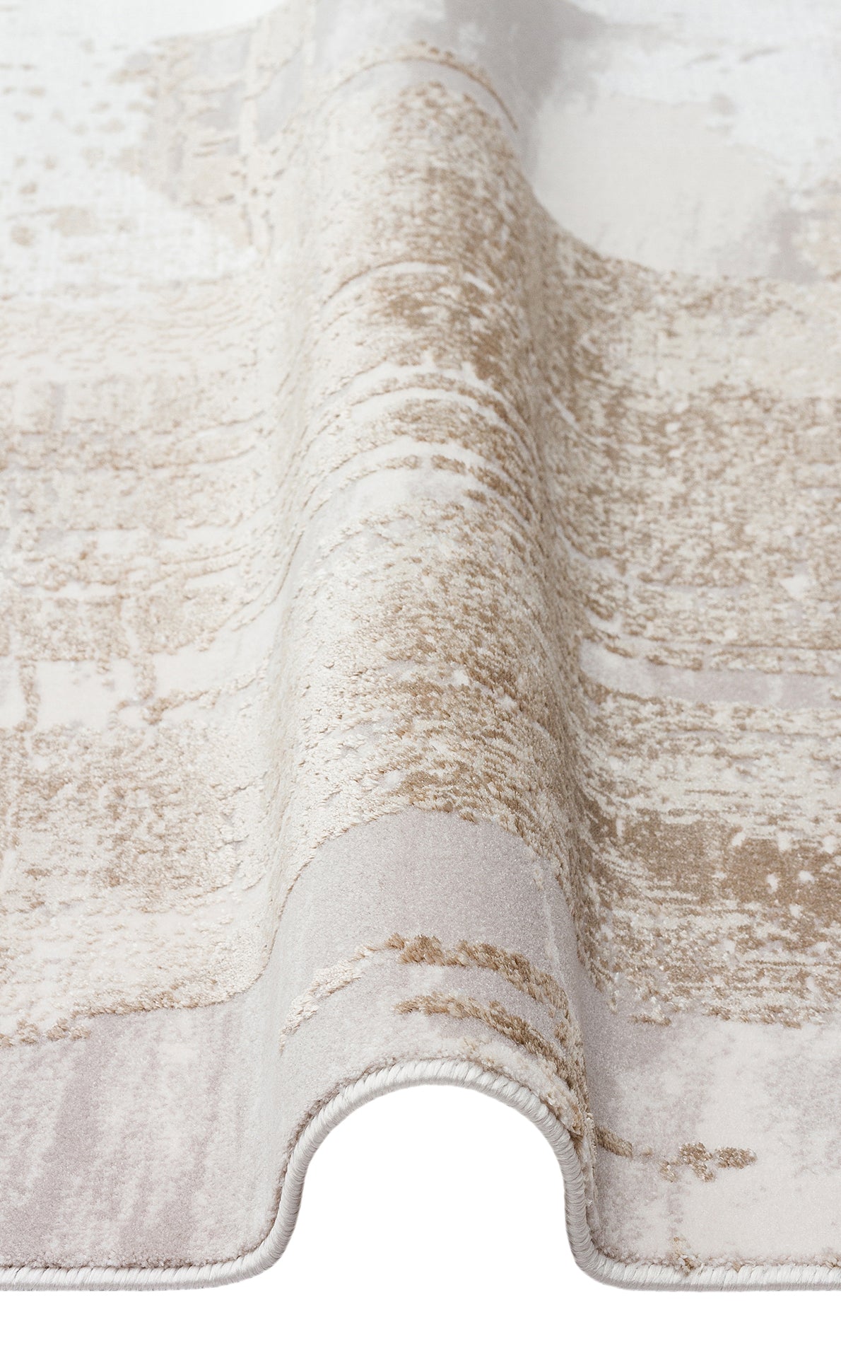 Padona PDN 06 Bej Gri - Extra Yumuşak Dokulu Sık Dokuma Modern Eskitme Desenli Halı