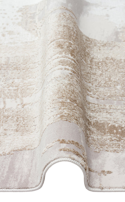 Padona PDN 06 Bej Gri - Extra Yumuşak Dokulu Sık Dokuma Modern Eskitme Desenli Halı