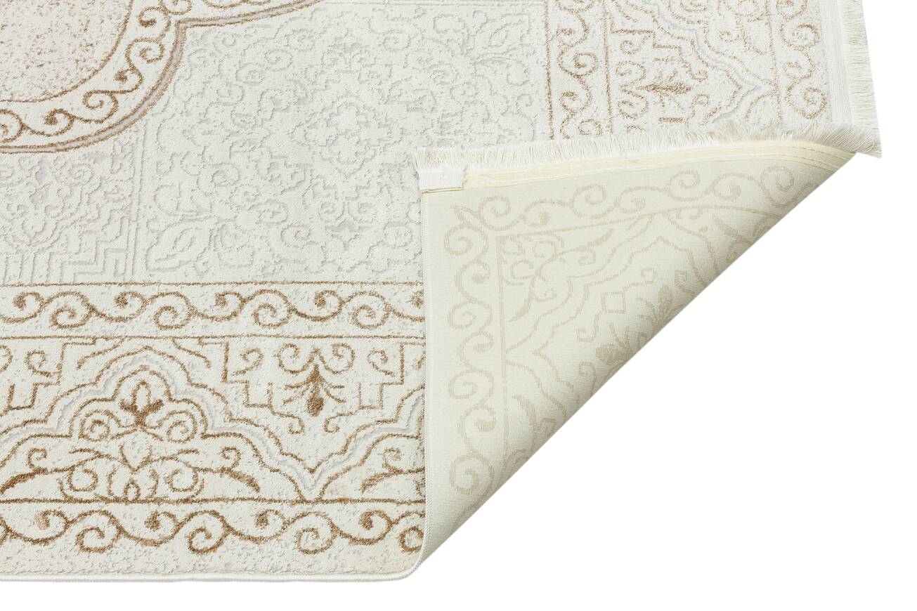 Riena 1122 Latte - Akrilik Polyester Halı | Kaymaz Tabanlı Dekoratif Halı