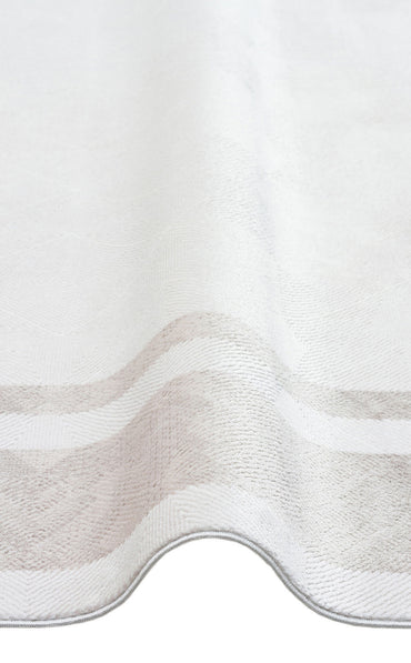 ST 103 CREAM GREY  - SATEEN - Yıkanabilir Kaymaz Tabanlı Hav Vermez Sık Dokuma Modern Halı