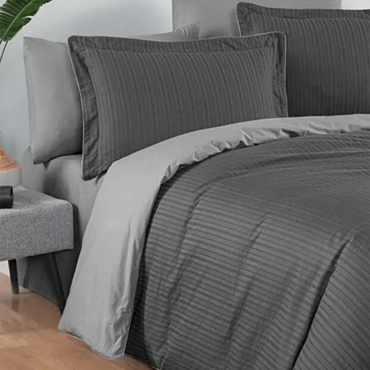 Armürlü Nevresim Takımı Antrasit - Çift Kişilik