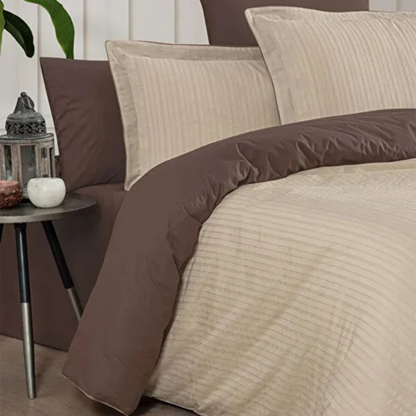 Armürlü Nevresim Takımı Bej Çift Kişilik