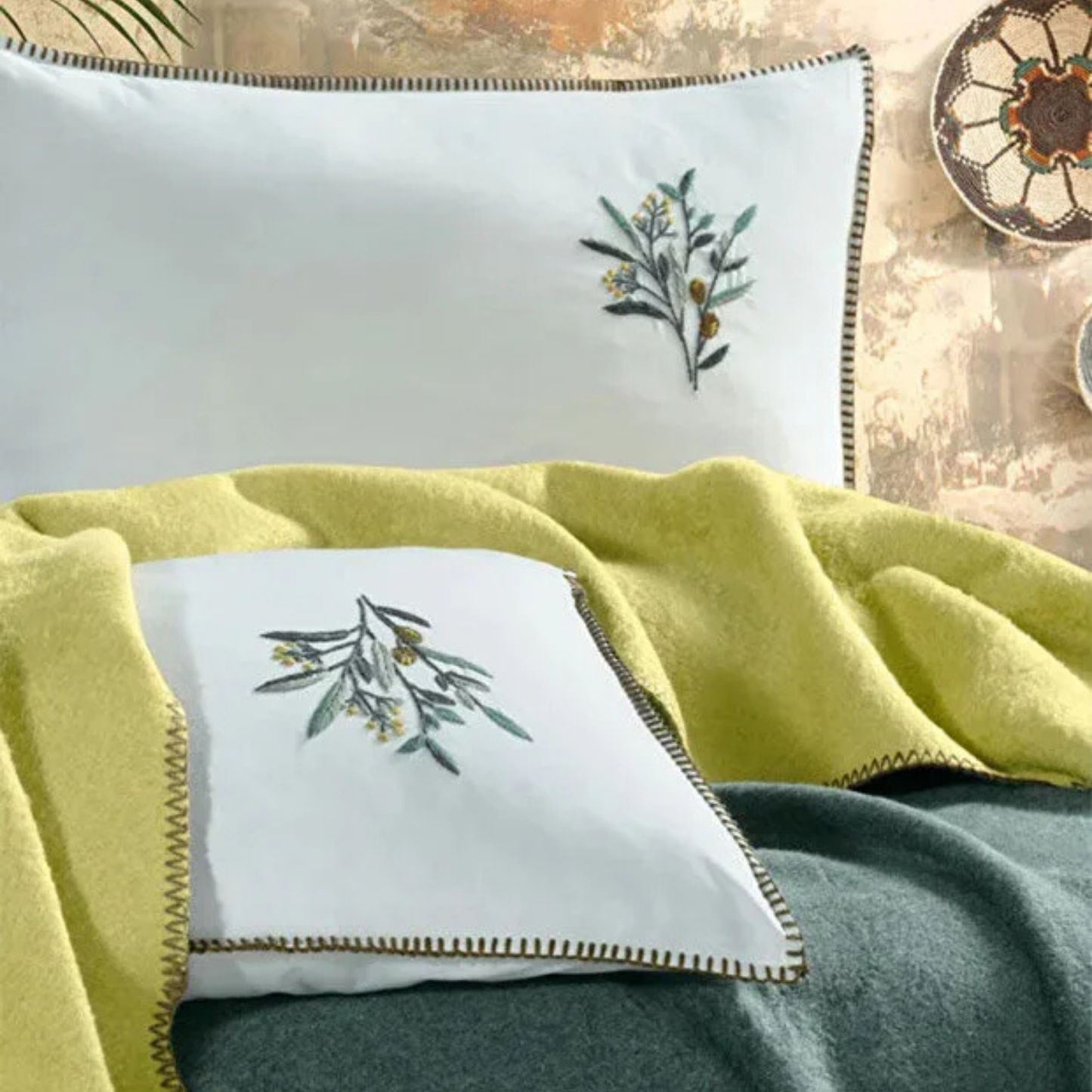 Nakışlı Battaniye Takımı Zeytin Çift Kişilik