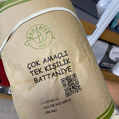 Bahariye Çok Amaçlı Tek Kişilik Battaniye Krem/Gri 150 x 210