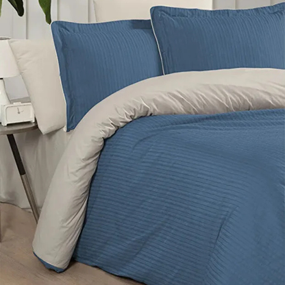 Armürlü Nevresim Takımı İndigo Çift Kişilik