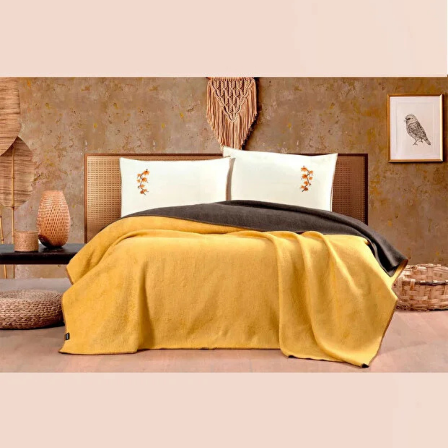 Nakışlı Battaniye Takımı Çınar Çift Kişilik