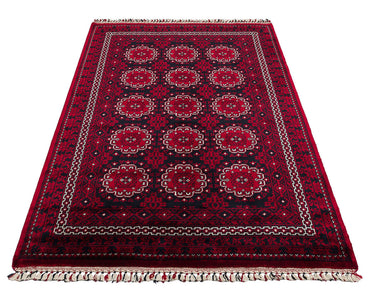 950 RED  - NOSTALJI - Afgan / Yağcıbedir Desenli El Emeği ile Özel Tezgahlarda Üretilen Bambu Uşak Halısı 