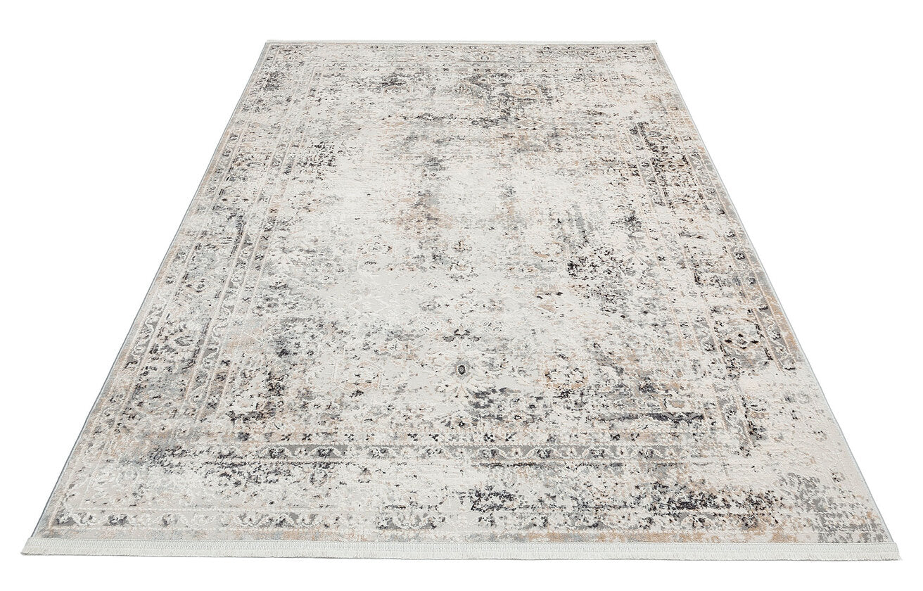 LGS 03 CREAM SILVER  - LAGOS - Hav Toz Vermez Eskitme Desenli Modern Makine Halısı