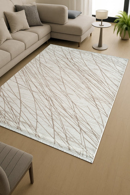 Çınar Aira CY08A Krem Bej Modern Salon ve Oturma Odası Halısı