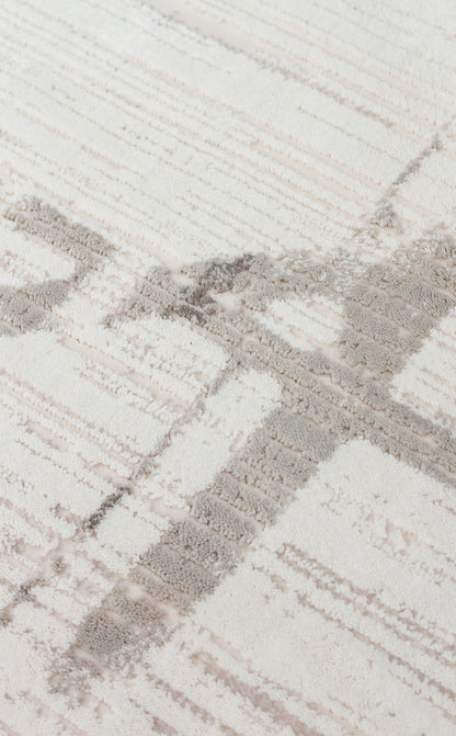 Padona PDN 02 Krem Gri - Extra Yumuşak Dokulu Sık Dokuma Modern Eskitme Desenli Halı