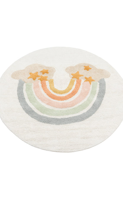 Cotton Boon XXW CBN 07 Çok Renkli Yuvarlak Q120 - Yıkanabilir Kaymaz Naturel Pamuk Bebek Halısı