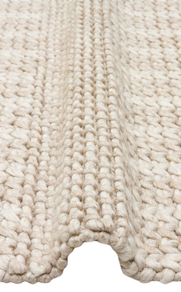 J352 BEIGE  - JADE - Naturel Kazak Örgü Desenli El Dokuma Örgü Halı