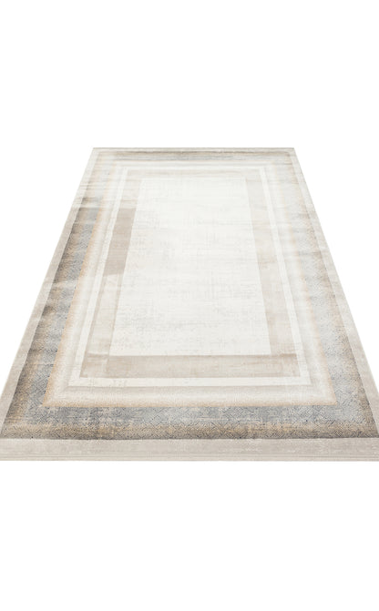Padona PDN 08 Krem Gri - Extra Yumuşak Dokulu Sık Dokuma Modern Eskitme Desenli Halı