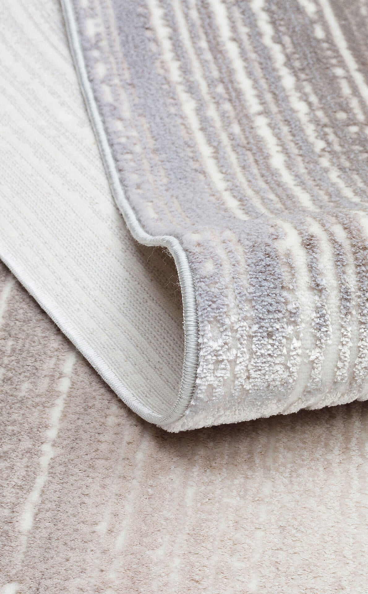 ST 105 BEIGE  - SATEEN - Yıkanabilir Kaymaz Tabanlı Hav Vermez Sık Dokuma Modern Halı