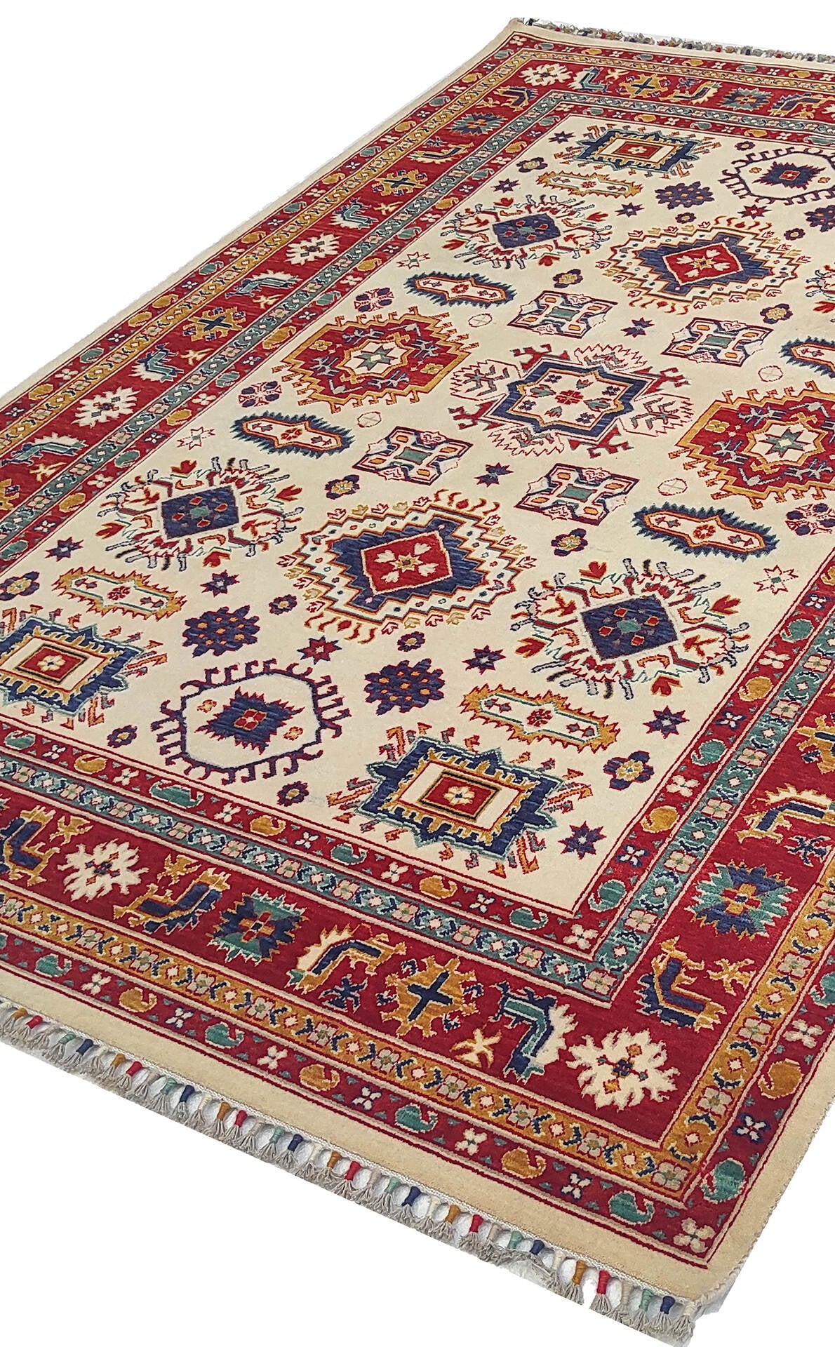 Harem HRM 01 Krem - Geleneksel Desenlere Sahip El Dokuması Yün ile Üretilen Renkli Özel Tezgah Halı