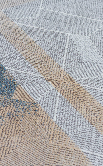 ST 103 GREY BLUE  - SATEEN - Yıkanabilir Kaymaz Tabanlı Hav Vermez Sık Dokuma Modern Halı