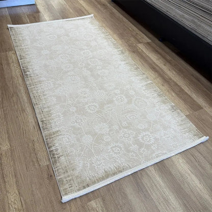 Dekor Modern Halı 1135 Vizon Yumuşak Dokulu Saçaksız Salon Halısı