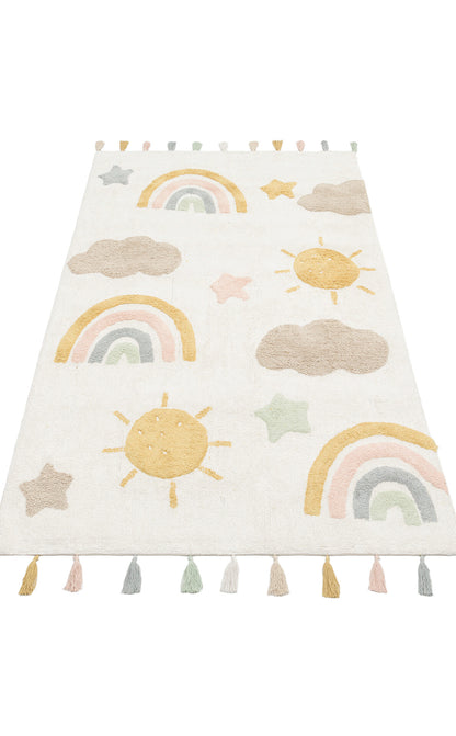 Cotton Boon XXW CBN 10 Çok Renkli - Yıkanabilir Kaymaz Natural Pamuk Bebek Halısı