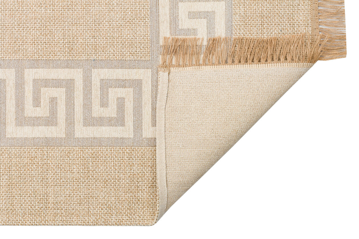 BRK 11 NATURAL WHITE  - BROOKLYN - Hasır Görünümlü Kaymaz Renkli Dokuma Modern Kilim