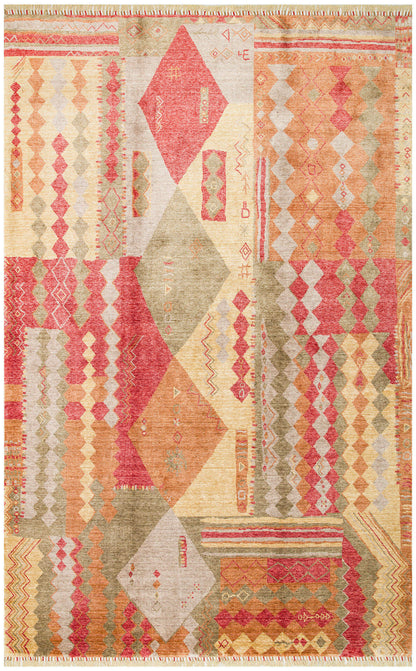Zara ZR 10 Kırmızı Autumn - Özel Tezgah – Kolay Temizlenebilir, Hav Bırakmayan Modern Uşak Halısı